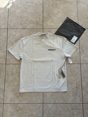 Essentials Fear Of God Light Oat Oversized Tee Shirt